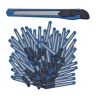 Set of 100 construction knives 1x1.8x13cm., blue/black/silver