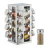 Spice rack with 16 transparent glasses 27.5x19.5x19.5cm., silver color