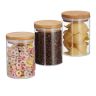 Set of 3 transparent containers for bulk products 14x9.5cm, 0.6L, light brown