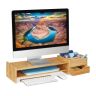 Podstawka pod monitor z przegródkami 13x70x19cm, jasnobrązowa