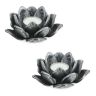 Set of 2 candlesticks 5.5x11cm., black/silver color
