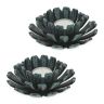 Set of 2 candlesticks 13.5x6cm., dark green/black