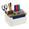 Writing instrument organizer 9.5x18x15 cm., white/light brown