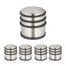 Set of 5 stainless steel door stops, silver color