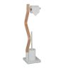 Toilet paper holder with toilet brush 75x18.5x18.5cm., white/light brown