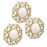 Set of 3 hanging mirrors 25x25x2cm., gold color
