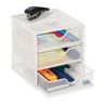 Writing utensil drawer with 3 compartments 17x16x17 cm., white