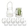 Set of 12 transparent candlesticks 18x10x8.5cm., gold color