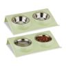 Double bowl 6.5x29x19cm., green/silver color