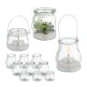 Set of 12 transparent candlesticks, silver color
