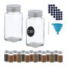 Set of 16 transparent spice jars 11x4x4cm., silver color