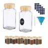 Set of 16 transparent spice jars 11x4x4cm., light brown color