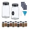 Set of 12 transparent spice jars 10.5x4.5x4.5cm., black