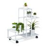 Flower stand with 4 shelves on wheels 60.5x61.5x26cm., white/black