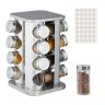 Spice rack with 16 transparent glasses 28x20x20cm., silver color