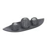 Set of 3 candle holders and tray, dark grey/white