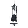 Set of 4 fireplace tools and stand 60.5x20x20cm., black