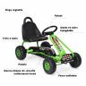 Gokart dziecięcy na pedały 92x50x53cm, czarno-zielony