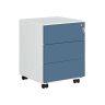 Lockable office filing cabinet, white and blue