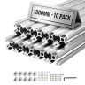 Profile aluminiowe wytłaczane VEVOR 2020T-100-10-Y, 10 szt., srebrne, 20 × 20 × 1000 mm