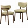 Upholstered kitchen chair set of 2 pcs., ergonomic backrest, beige color