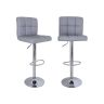 Set of 2 bar stools in faux leather, light grey