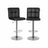Set of 2 black faux leather bar stools
