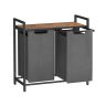 Laundry basket/cabinet with pull-out compartments, gray baskets
