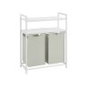 Laundry basket 2 x 46 L with 2 shelves, white