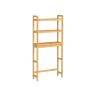 Adjustable 3-tier bathroom shelf made of bamboo, natural color