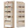 SONGMICS RDH009LF01 Over-the-Door Organizer, 9 Compartments, 10 Pockets, Sand, 17 × 50 × 150 cm