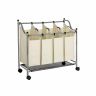 Laundry basket on wheels 4 x 35 L, beige