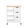 Kitchen cabinet on wheels 67x37x84cm., white/light brown