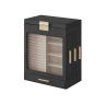 Jewelry box with side drawers and mirror, black and gold