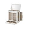 Jewelry box with side drawers and mirror, white - gold color