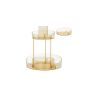 Transparent cosmetic organizer 25.2x25.2x29cm., gold color