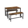 Dining room set, table 110 x 70 x 75 cm., benches 97 x 30 x 50 cm., brown/black color