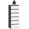 Komoda AKORD CL6, 6 szuflad, szaro-biały, 40 × 109 × 35 cm