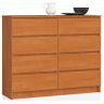 Komoda AKORD K120, 8 szuflad, kolor olcha, 120 × 99 × 40 cm
