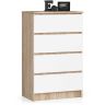 Komoda K60 AKORD Fabryka Mebli, 4 szuflady, brąz/biały, 60 × 99 × 40 cm
