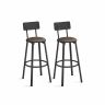 Bar stool set, 2 pcs., with footrest, black-coffee brown