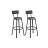 Bar stool set, 2 pcs., with footrest, green