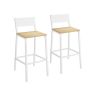 Set of 2 bar stools 50.7x43.1x97.2cm., white/light brown