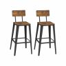 Bar stool set with backrests, 2 pcs., brown/black