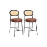 Set of 2 bar stools 48.2x45.7x104.7cm., black/light brown