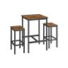 Dining table with 2 chairs, vintage brown - black
