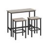 Bar table with 2 bar stools, black/light brown