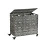 Hand-woven laundry basket with 3 compartments
