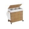 Natural colored laundry basket with 3 compartments