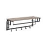 Wall-mounted clothes rack with 5 hooks, vintage gray - black